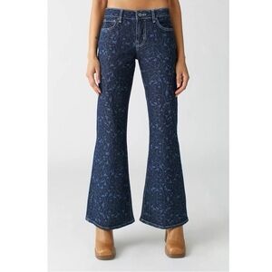 BDG size 28 Dark Blue Patterned Flare Jeans - Women